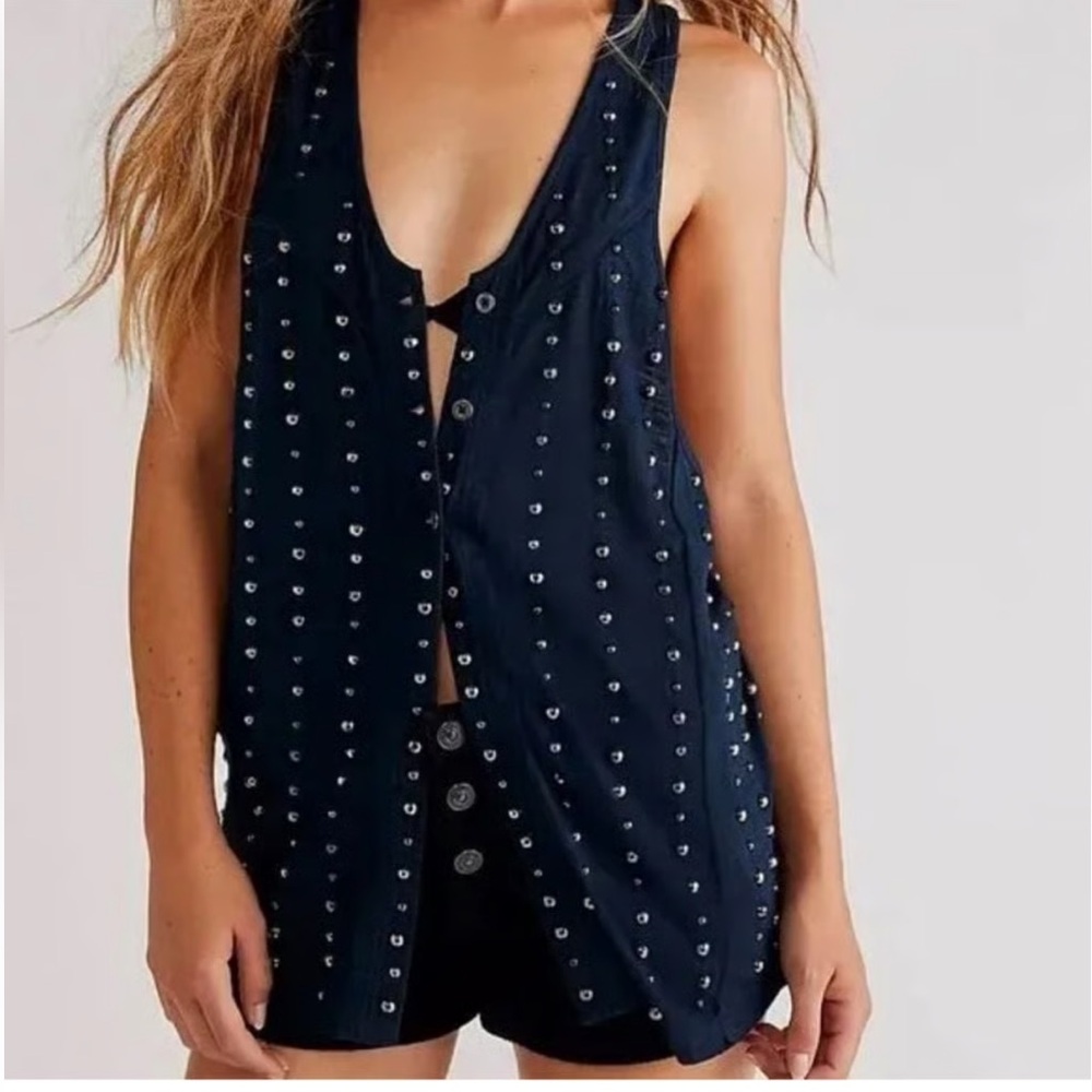 Free People Piper Studded Sleeveless Top Small